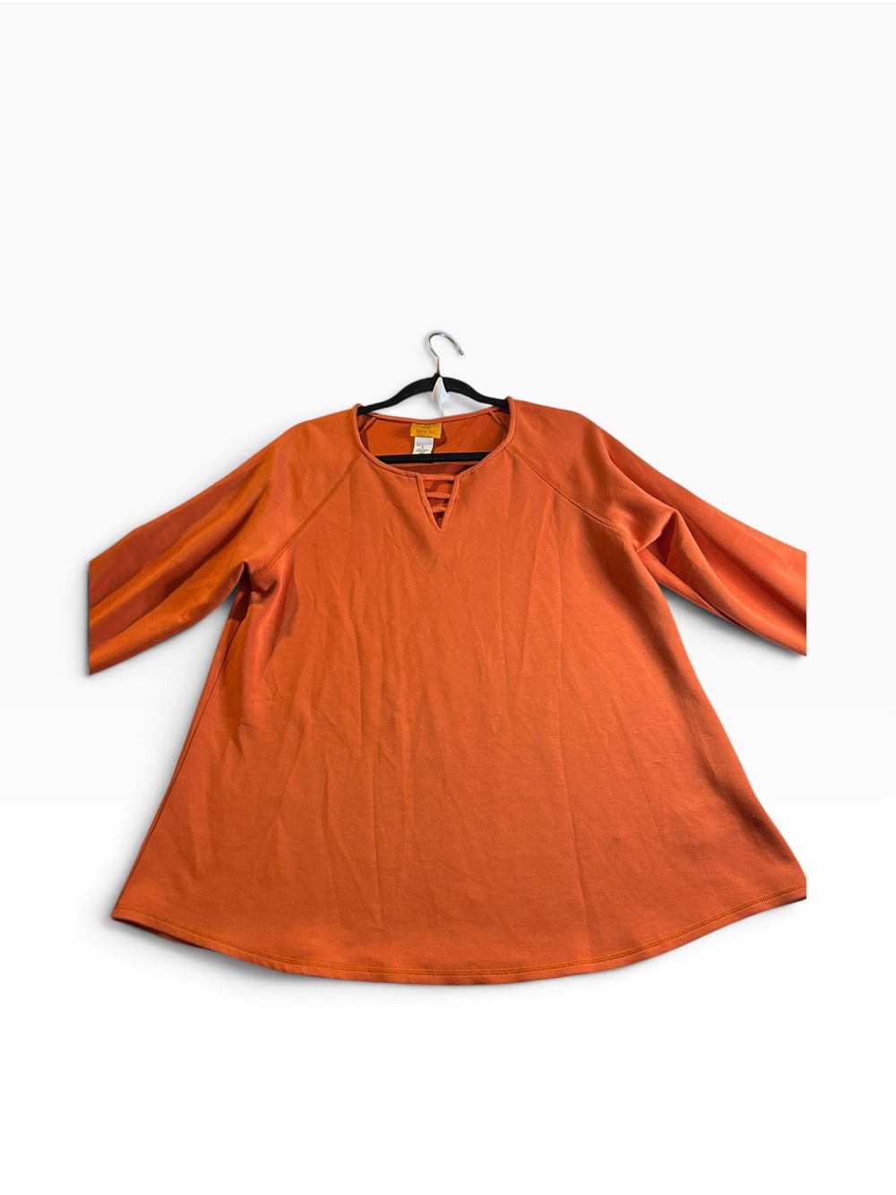 Ruby Rd Burnt Orange Tunic Top Long Sleeve Lace Up Boho Fall Women’s L